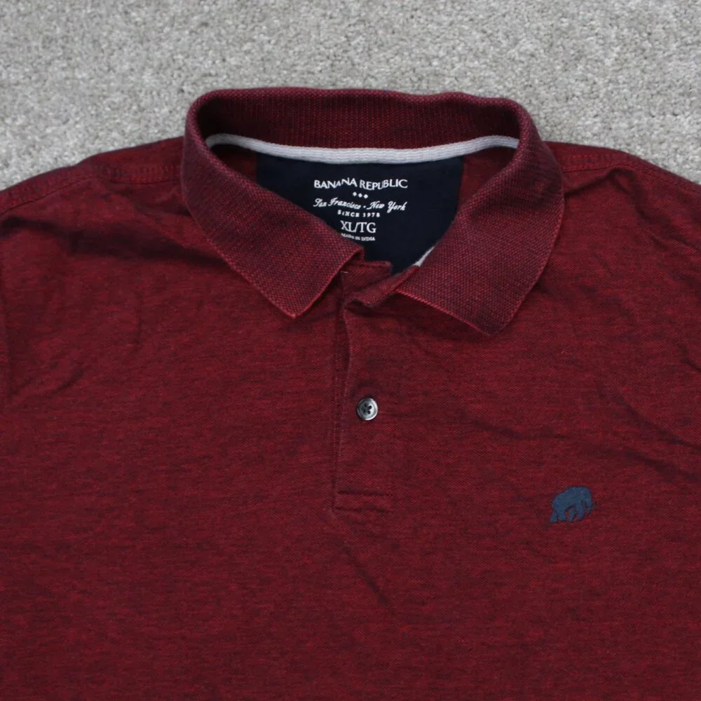 Banana Republic Polo Shirt Mens XL Heather Red Short Sleeve 100% Cotton Pullover